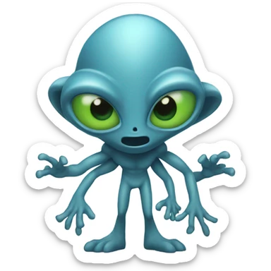 An alien with 6 arms and 5 eyes and 3 tails  sticker