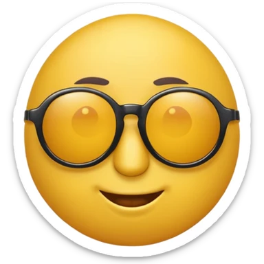a round yellow circular emoji wearing sunglasses with a cocky face sticker