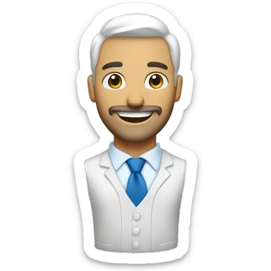 Hombre blanco con barba y corbata azul saludando y sonriendo  sticker