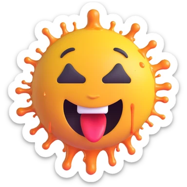 3D emoji of a face with an exploding head, drooling, and melting sticker