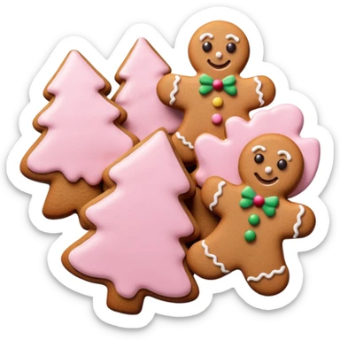 christmas gingerbreads pastel pink sticker