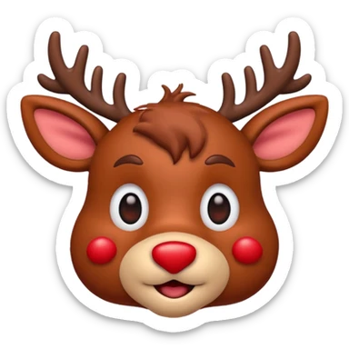 Rudolph cute face emoji for slack simple sticker