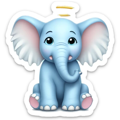 Baby blue baby elephant that is fat with big white angel wings  sticker