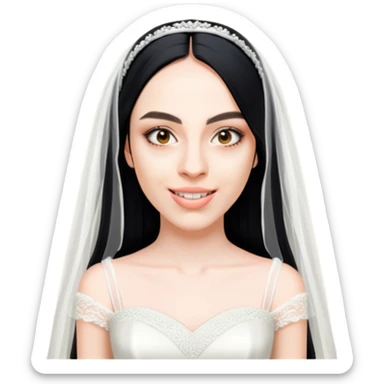 Bride with long black hair sticker