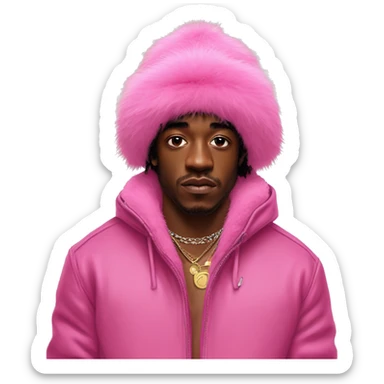 lil uzi vert wear Cute pink fur hat for winter sticker