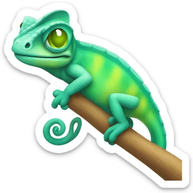 Cute smiling chameleon sticker