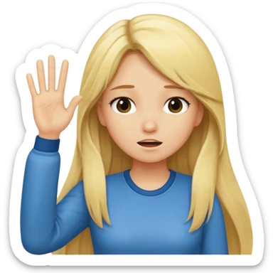 blonde cartoon girl long hair making time out gesture sticker