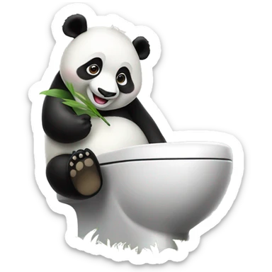 Un Panda sur des WC sourit sticker