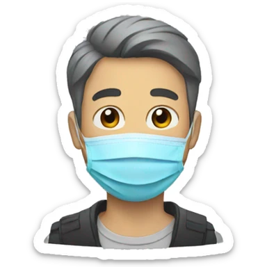 Man with a mask on looking down sticker