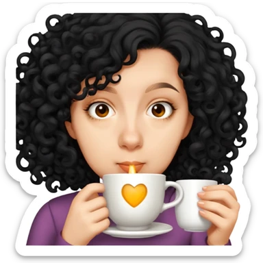 Curly haired girl sipping tea sticker