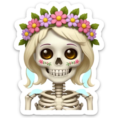 skeleton with flower crown sticker
