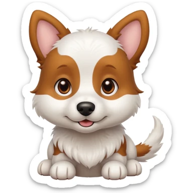 White dog with brown eyes and some long body and white ears with brown spots curved on the sides sticker