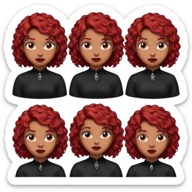goth girl red hair cacheado médio pele parda, várias expressões  sticker
