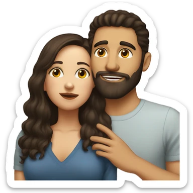 Brunette kisses bearded brunette on the cheek sticker