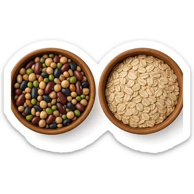 BOWL DI LEGUMI INSIEME A BOWL DI FIOCCHI DI AVENA POGGIATE,  iperrealistico 4k sticker