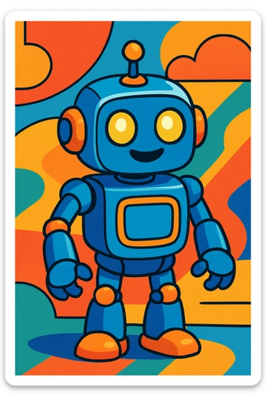 robot ai, vibrant toon style sticker