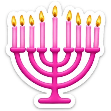 pink menorah  with eight candles sticker