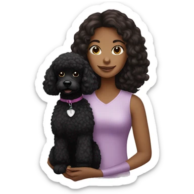 Brunette girl holding black poodle sticker