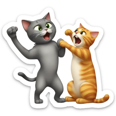Cat slapping cat sticker