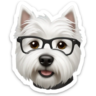 west highland white terrier with black glasses sticker