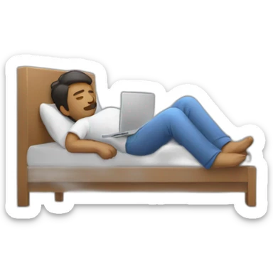 a guy who's sleeping on his pc sticker