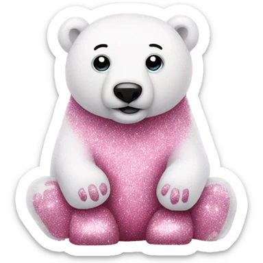 Pink full body polar bear with glitter  sticker