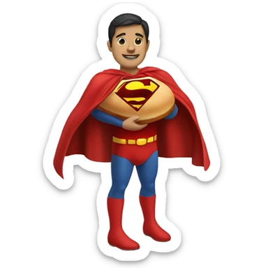 sandwich with a superman red cloak and legs. sticker