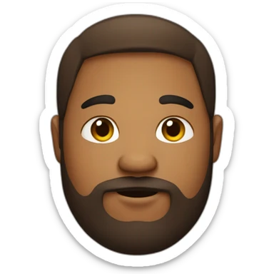A fat brown person’s face with a light and messy beard sticker