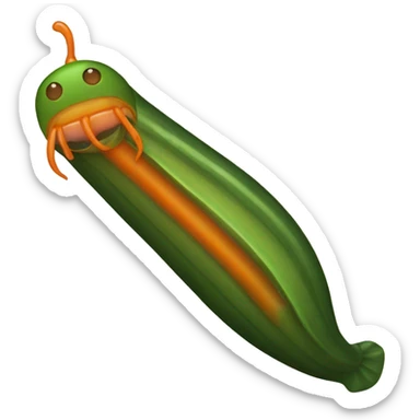 Green and orange striped leech with mouth suction sticker