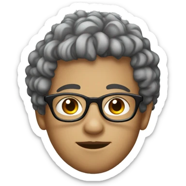 White teenager, with curly hair and skin fade, and glasses sticker