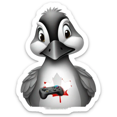 canadian goose playing videogames sticker
