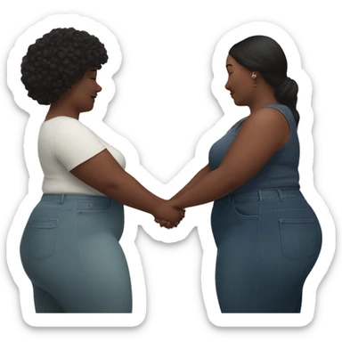 two plus size women holding hands, beautiful, aesthetic  sticker
