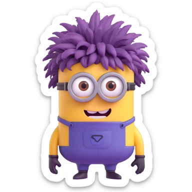 purple minion with crazy hair sticker
