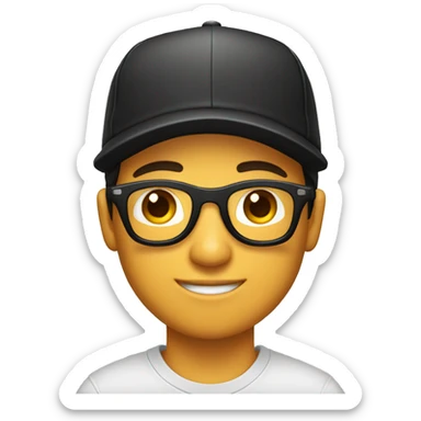 Chico joven de 20 años, con gorra negra y gafas oscuras sticker