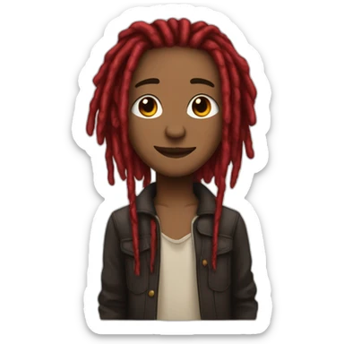 Cute brown skin with red and black colored dreads sticker
