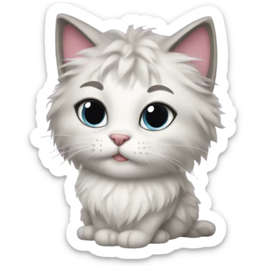 fluffy cat in a princess dress  sticker