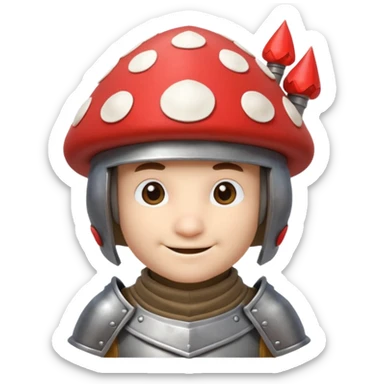 mushroom knight portrait, head and shoulders only, mushroom cap helmet, tiny armor collar, heroic smile, fantasy vibe, 3D cartoon, mobile game icon style, clean background, no text, no watermark
 
 sticker