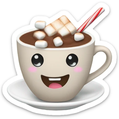 Hot chocolate with marshmallows Christmas themed  sticker