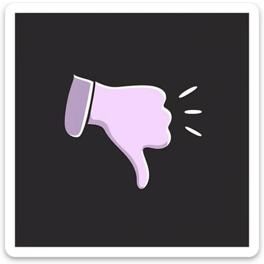 thumbs down emoji in chalk style, soft lilac color palette, rough doodle-like texture, drawn with pastel chalk on a dark surface, aesthetic and emotional Telegram channel, slightly exaggerated thumb sticker