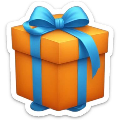 orange gift with blue bow sticker