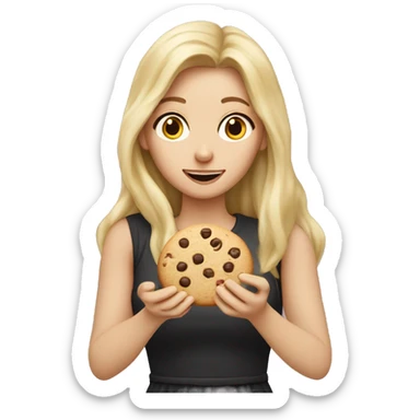 Woman-with-long-blonde -hair-and- blonde hair fair skin man eating cookie dough sticker