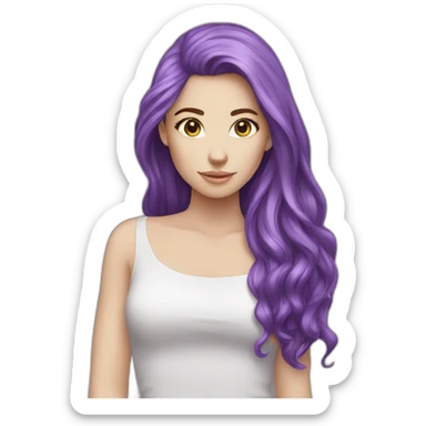 White girl with purple long hair feel boring  sticker