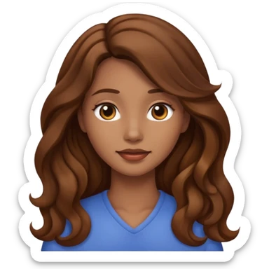 a woman with brown wavy long hair, doesnt have a face, no eyes or lips sticker