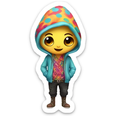 a colorful edgy cute kawaii vernid-fionbri with splash patterns full body sticker