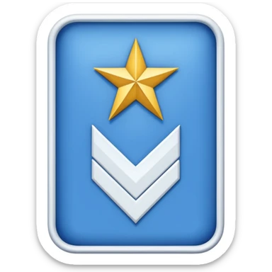 A blue rectangle with a white border. Rank insignia  sticker