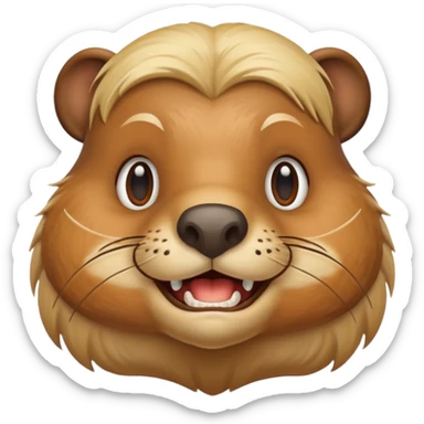 Beaver big front teeth long blond hair sticker
