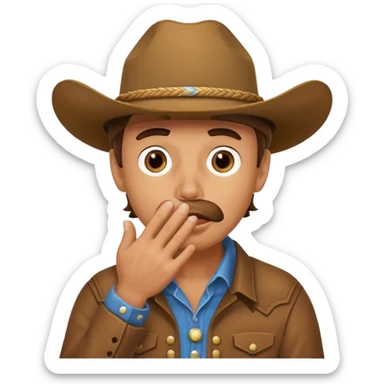 cowboy making oops expression covering mouth sticker