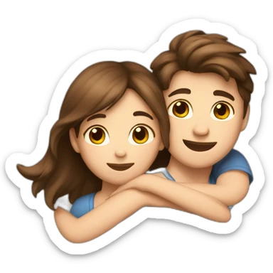 girl  et boy with brown hair hug sticker