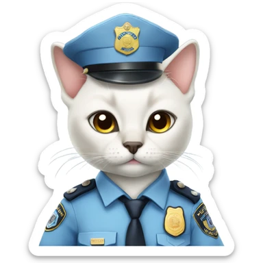 White siamese cat as a police officer   sticker