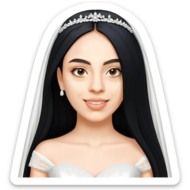 Woman with long black hair in wedding dress sticker